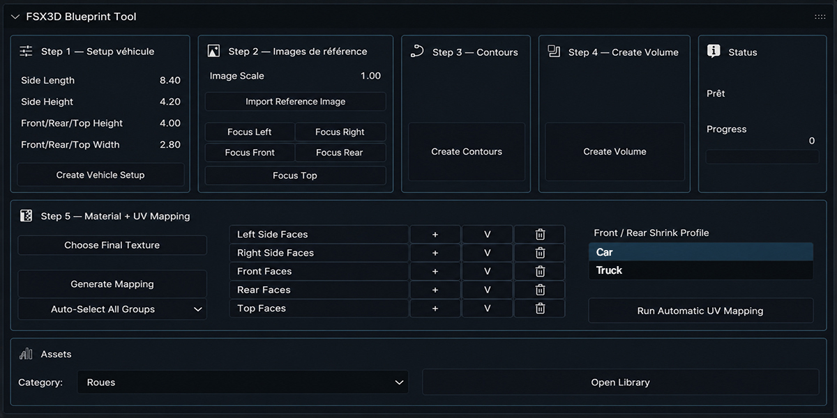 FSX3D Blueprint Tool Blender interface