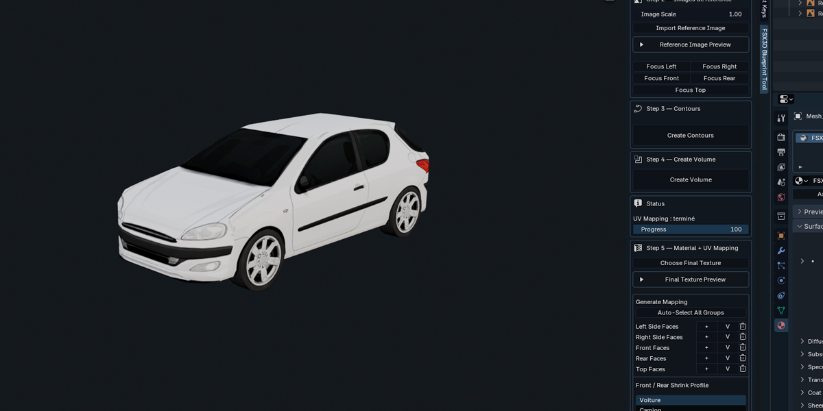 Final textured vehicle in Blender